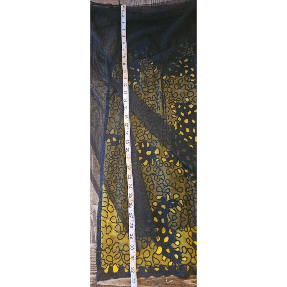 $498 Bcbgmaxazria Runway Dress XS Black‎ Yellow Sheer Mesh One Shoulder Mini NWT - Picture 8 of 9